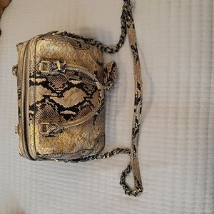 Authentic Alice + Olivia Gold Snake Skin Embossed Satchel